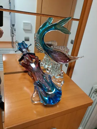 Vaso di vetro Murano blu e viola