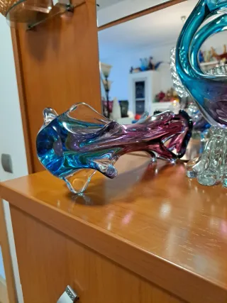 Vaso di vetro Murano blu e viola