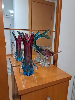 Vaso di vetro Murano blu e viola