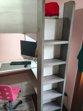 Cama nido juvenil con armario y escritorio