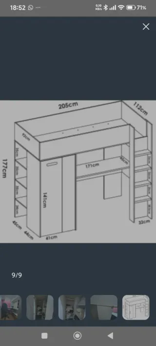 Cama nido juvenil con armario y escritorio