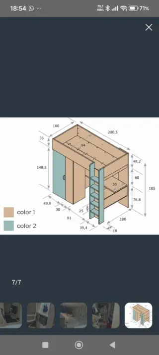 Cama nido juvenil con armario y escritorio