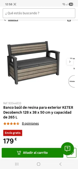 Banco baúl resina exterior