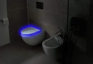 Taza WC con LED azul y blanco