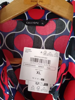 Abito a camicia fantasia pois rosso nero