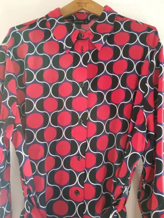 Abito a camicia fantasia pois rosso nero