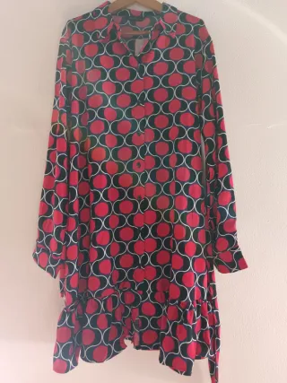 Abito a camicia fantasia pois rosso nero