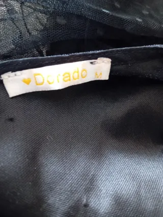 Vestido juvenil tul flores negro y morado