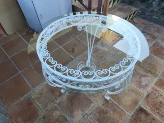 Tavolo in ferro battuto e vetro con 4 sedie