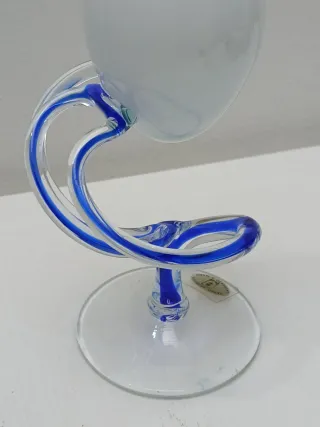 Vaso Murano Vintage Vetro Blu Trasparente