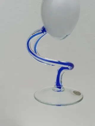 Vaso Murano Vintage Vetro Blu Trasparente