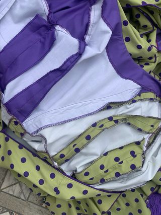 Vestido Flamenca Verde y Morado Talla Única