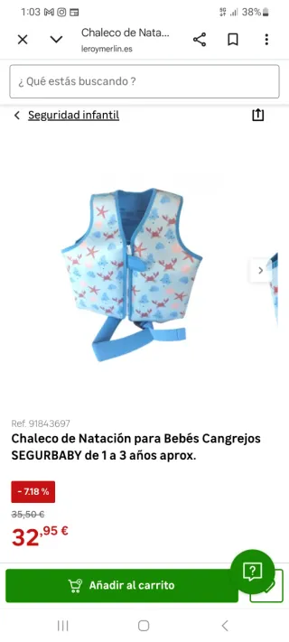 Chaleco flotador natación 1-3 años Segurbaby