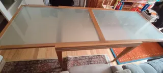 Mesa extensible cristal y madera