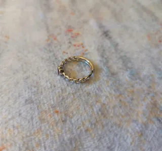 Anillo de  Plata de  Ley 925 ,Corazón Rosa intenso