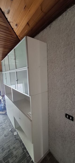 Armadio libreria bianco con vetro satinato