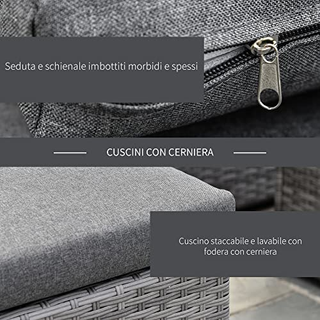 Mobili da Giardino Set 3 Pezzi in Rattan PE con Di