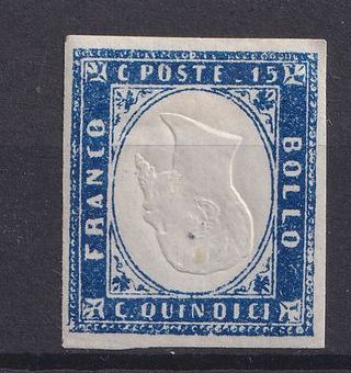 1863 15c Azzurro Effigia Capovolta