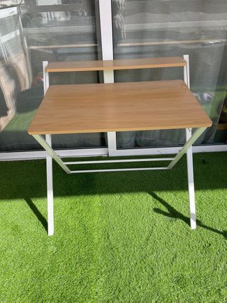 Escritorio Mesa Plegable Imitación Madera y Metal