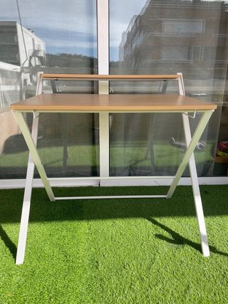Escritorio Mesa Plegable Imitación Madera y Metal