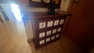 Mueble recibidor madera con espejo