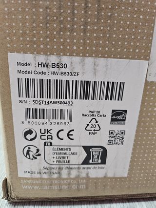 Barra de Sonido Samsung Soundbar HW-B530.