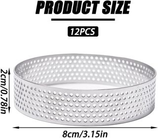 12 Moldes Tartaletas 8cm Inoxidable Perforados