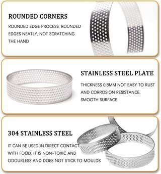 12 Moldes Tartaletas 8cm Inoxidable Perforados