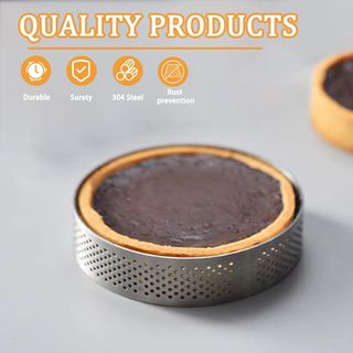 12 Moldes Tartaletas 8cm Inoxidable Perforados