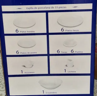 Vajilla Porcelana 33 Piezas