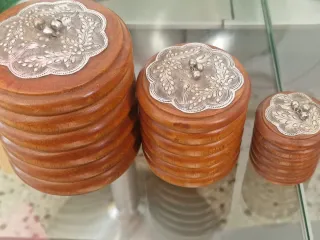 Juego 3 Cajas Madera Noble Tapa Metal