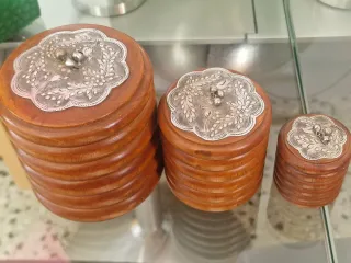 Juego 3 Cajas Madera Noble Tapa Metal