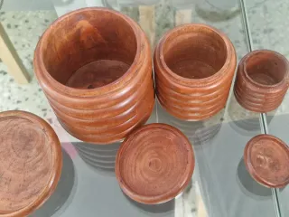 Juego 3 Cajas Madera Noble Tapa Metal