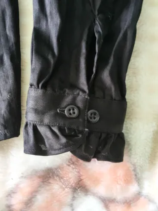 Blusa Massimo Dutti Nera con Volant e Fiocco