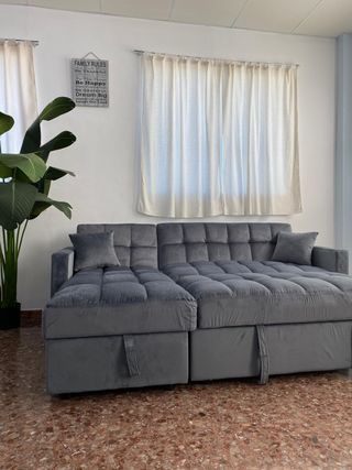 Sofá Cama Chaiselongue Reversible Gris - CHOLLO