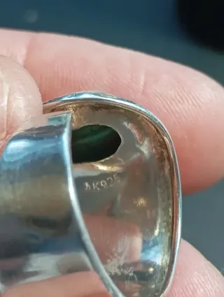 Anillo Plata Ley con Malquita