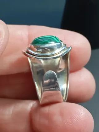 Anillo Plata Ley con Malquita
