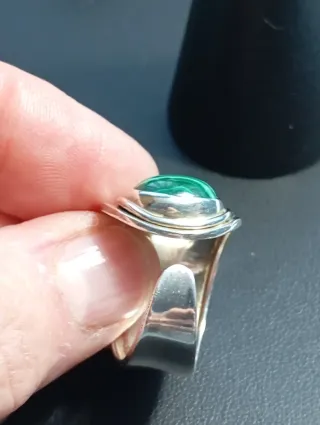 Anillo Plata Ley con Malquita