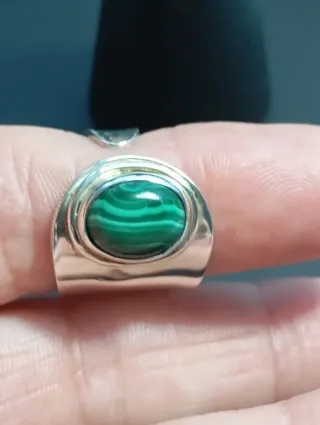 Anillo Plata Ley con Malquita