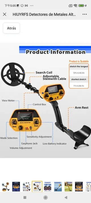 HIUYRFS Detectores de Metales Alta Precisión y Imp
