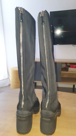 Botas Altas Prada Re-Nylon Piel Negras talla 39