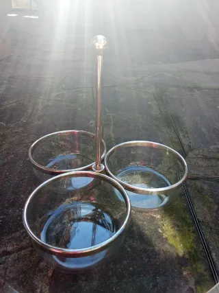 Antipastiera in vetro e metallo