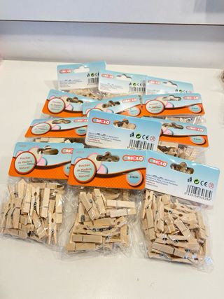 Lote 490 Mini Pinzas Madera Natural