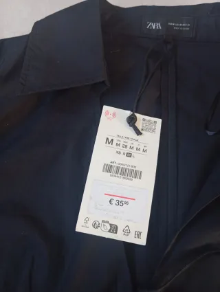 Camisa Zara Negra con Lazos