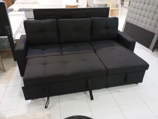 Sofá Cama Negro Tapizado