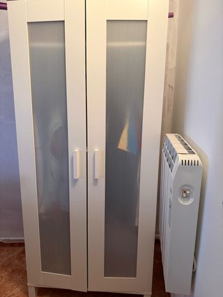 Armario blanco 2 puertas cristal