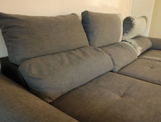 Sofá chaiselongue 3 plazas tela y piel