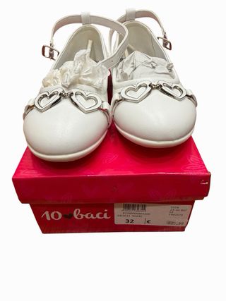 Ballerine Bianche 10 Baci Cuori Tg 32