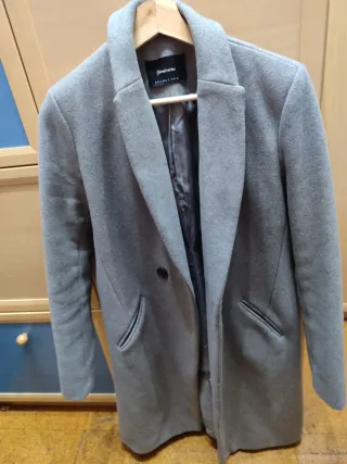 Abrigo paño gris Stradivarius Talla M