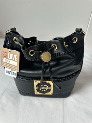 Bolso Love Moschino Negro Dorado